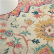 Pemberly Row Transitional 4'x6' Ivory Pink Fabric Bohemian Area Rug
