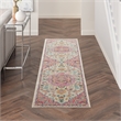 Pemberly Row Transitional 8' Runner Ivory Pink Fabric Bohemian Area Rug