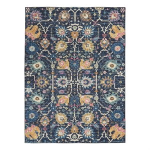 Pemberly Row Transitional 4'x6' Navy and Blue Fabric Bohemian Area Rug