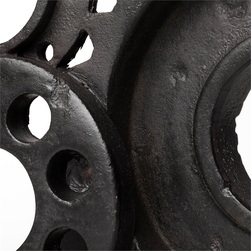 Pemberly Row Traditional Black Matte Industrial Resin Gear Bookend