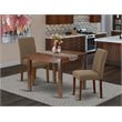Pemberly Row 3-piece Wood Dining Set with Fabric Seat in Mahogany