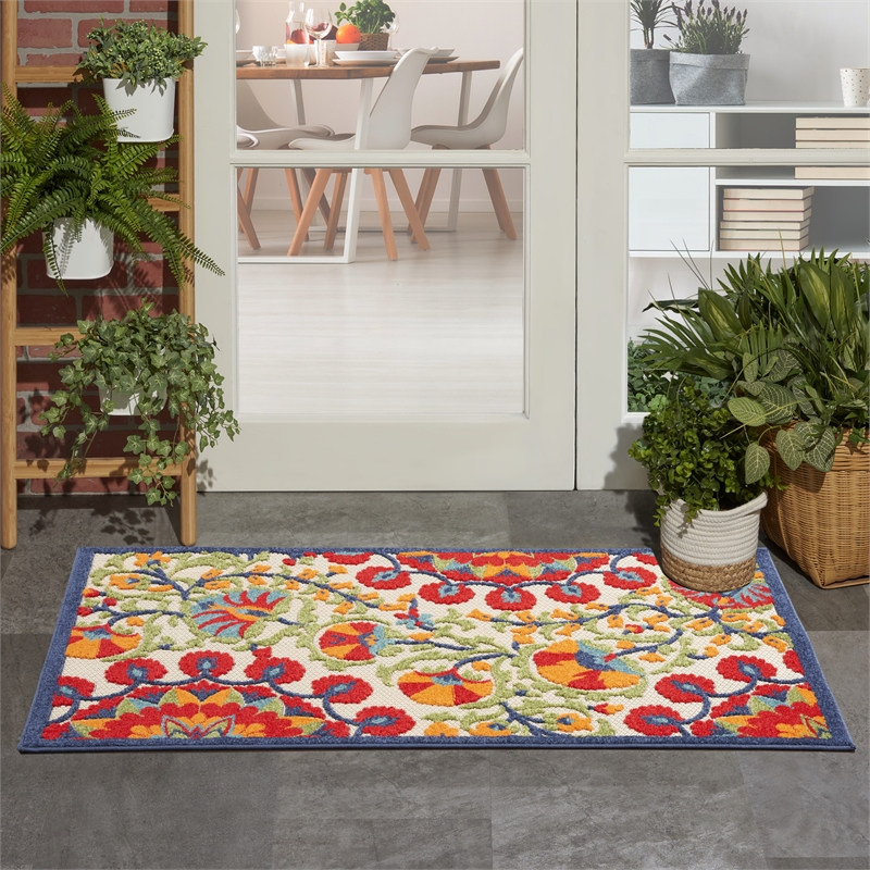 Pemberly Row 3' x 5' Red/Multi Indoor/Outdoor Rug Polypropylene
