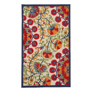 Pemberly Row 3' x 5' Red/Multi Indoor/Outdoor Rug Polypropylene