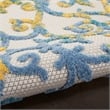 Pemberly Row Contemporary 2'x 6' Ivory Blue Indoor/Outdoor Rug