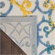 Pemberly Row Contemporary 2'x 6' Ivory Blue Indoor/Outdoor Rug