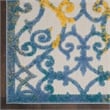 Pemberly Row Contemporary 2'x 6' Ivory Blue Indoor/Outdoor Rug