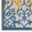 Pemberly Row Contemporary 2'x 6' Ivory Blue Indoor/Outdoor Rug