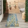 Pemberly Row Contemporary 2'x 6' Ivory Blue Indoor/Outdoor Rug