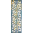 Pemberly Row Contemporary 2'x 6' Ivory Blue Indoor/Outdoor Rug