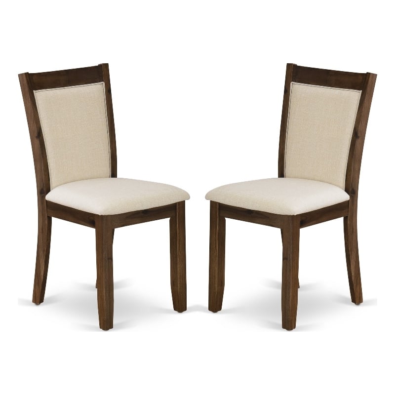 Pemberly Row Light Beige Seat and Antique Walnut Finish Chairs - Set of 2