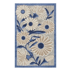 Pemberly Row 3 'x 4' Blue Gray Fabric Contemporary Blue & Gray Area Rug