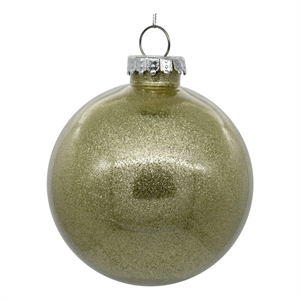 Pemberly Row Traditional 3&quot Champagne Glitter Clear Ball 12/Bag
