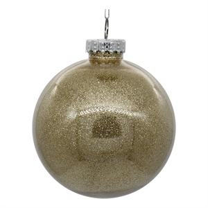 Pemberly Row Traditional 3&quot Oat Glitter Clear Ball Ornaments 12/Bag