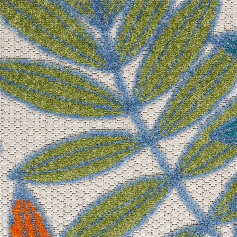 Pemberly Row Contemporary 3'x 5' Multicolor Fabric Tropical Area Rug