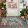 Pemberly Row Contemporary 3'x 5' Multicolor Fabric Tropical Area Rug