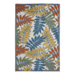 Pemberly Row Contemporary 3'x 5' Multicolor Fabric Tropical Area Rug