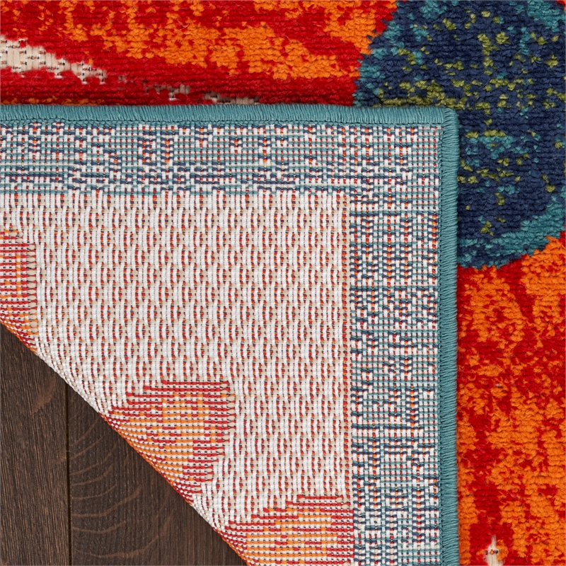 Pemberly Row 6' Runner Ivory Multicolor Fabric Outdoor Area Rug