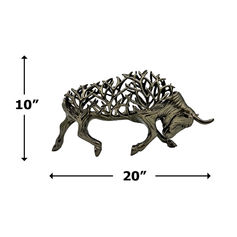 Pemberly Row Decorative Handmade Aluminum Modern Abstract Bull Sculpture Bronze