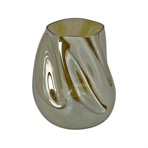 Pemberly Row 10-inch Tall Decorative Handmade Glass Modern Flower Vase in Gold