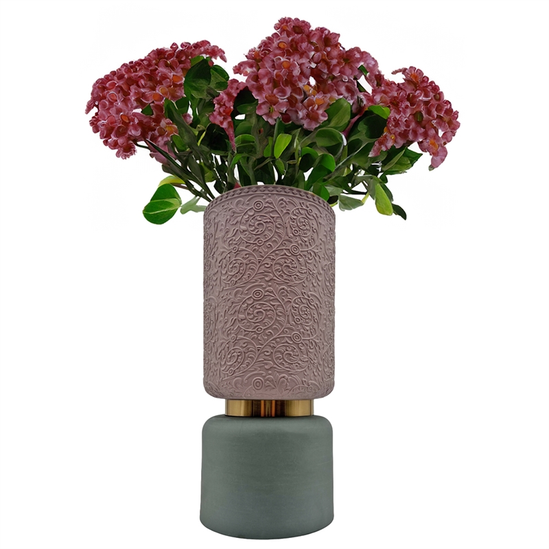 Pemberly Row 12-inch Tall Modern Ceramic Flower Vase in Pink