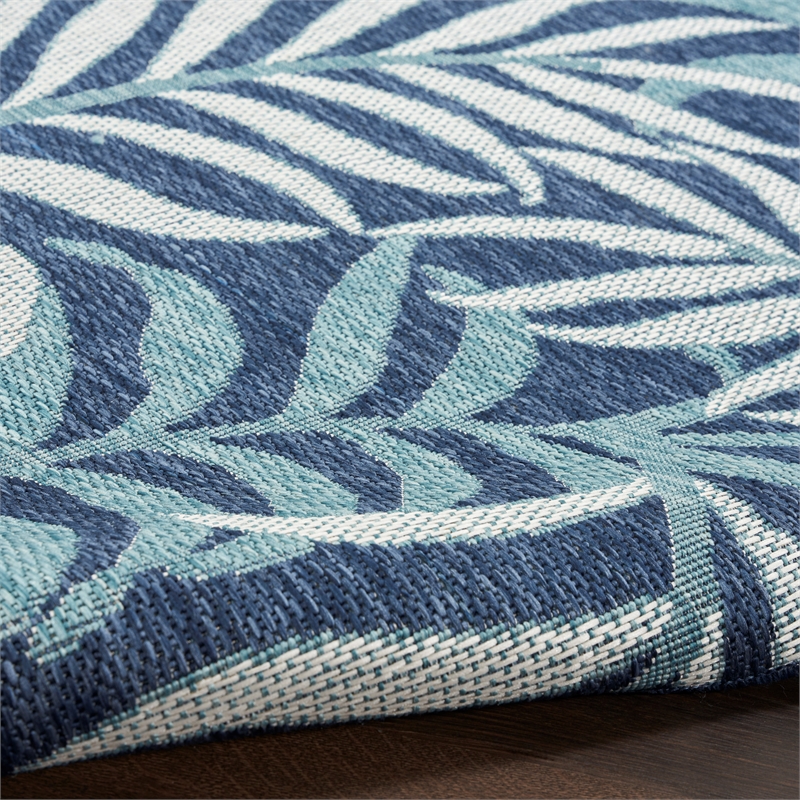 Pemberly Row Contemporary Home 10'x 14' Navy Tropical-pattern Area Rug