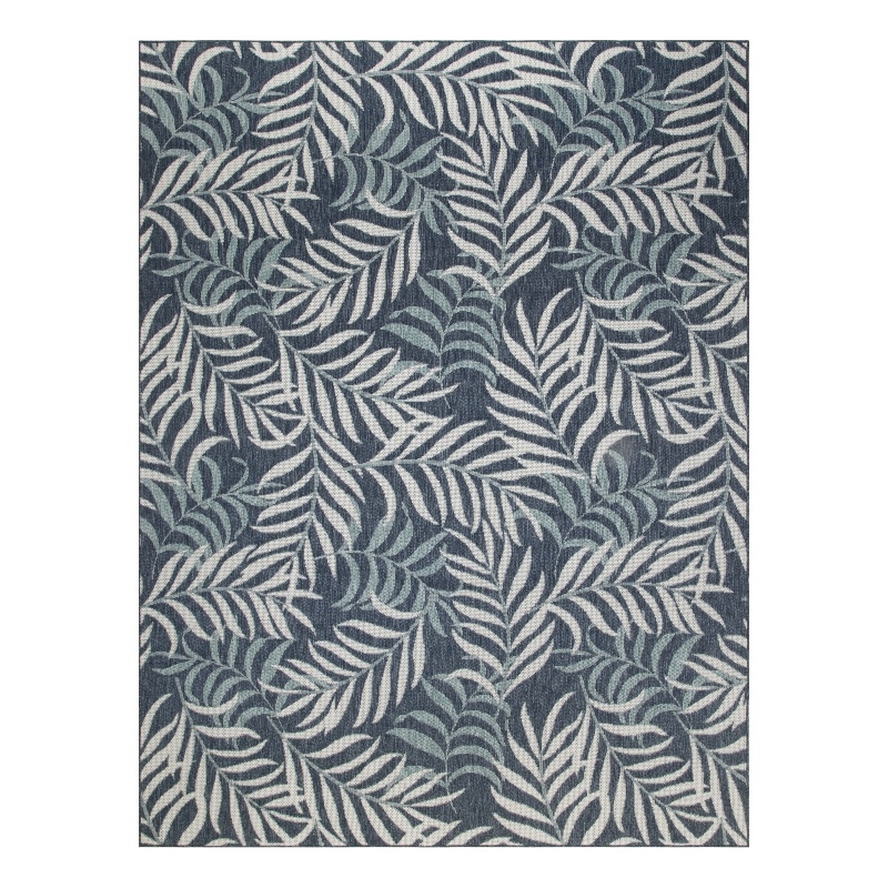 Pemberly Row Contemporary Home 10'x 14' Navy Tropical-pattern Area Rug