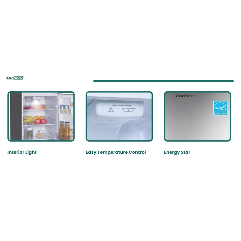 Pemberly Row 10cf Top Freezer Refrigerator 24in Frost Free Quiet 43dB 110V