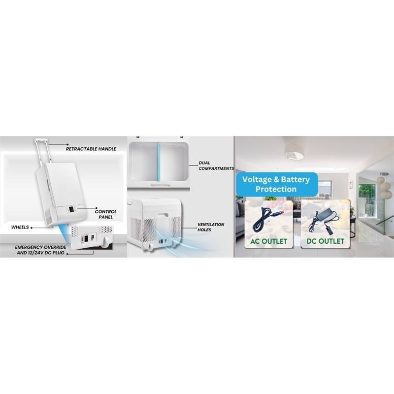 Pemberly Row Rolling Fridge-Freezer Portable Casters Retractable Handle 0.7cf