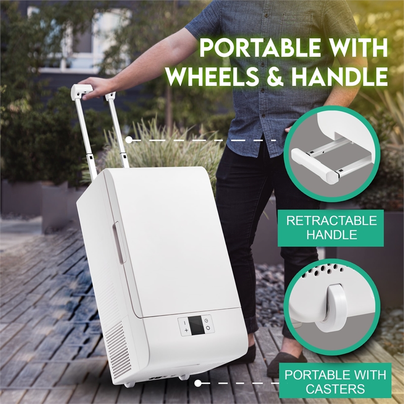 Pemberly Row Rolling Fridge-Freezer Portable Casters Retractable Handle 0.7cf
