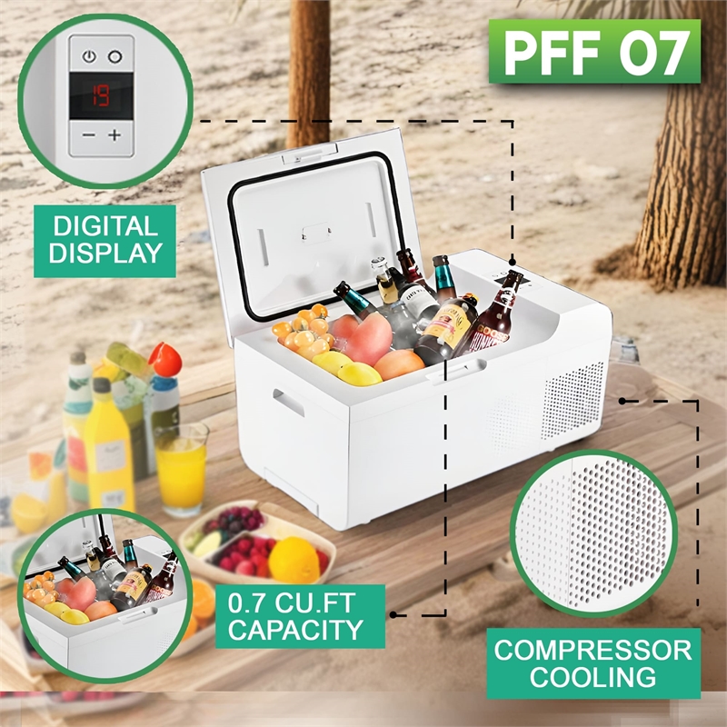 Pemberly Row Rolling Fridge-Freezer Portable Casters Retractable Handle 0.7cf