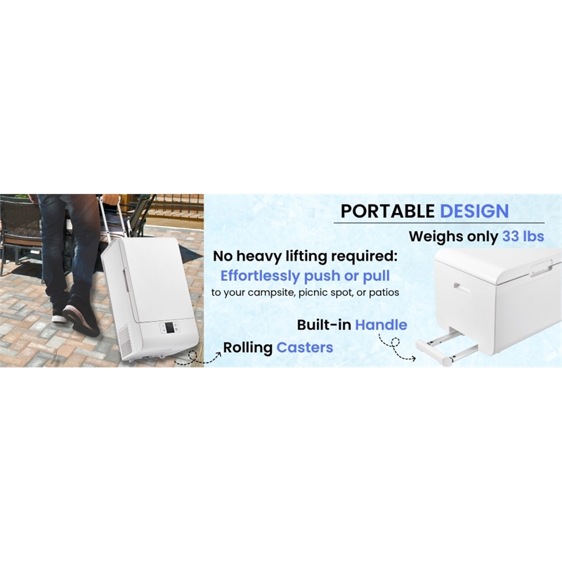 Pemberly Row Rolling Fridge-Freezer Portable Casters Retractable Handle 0.7cf