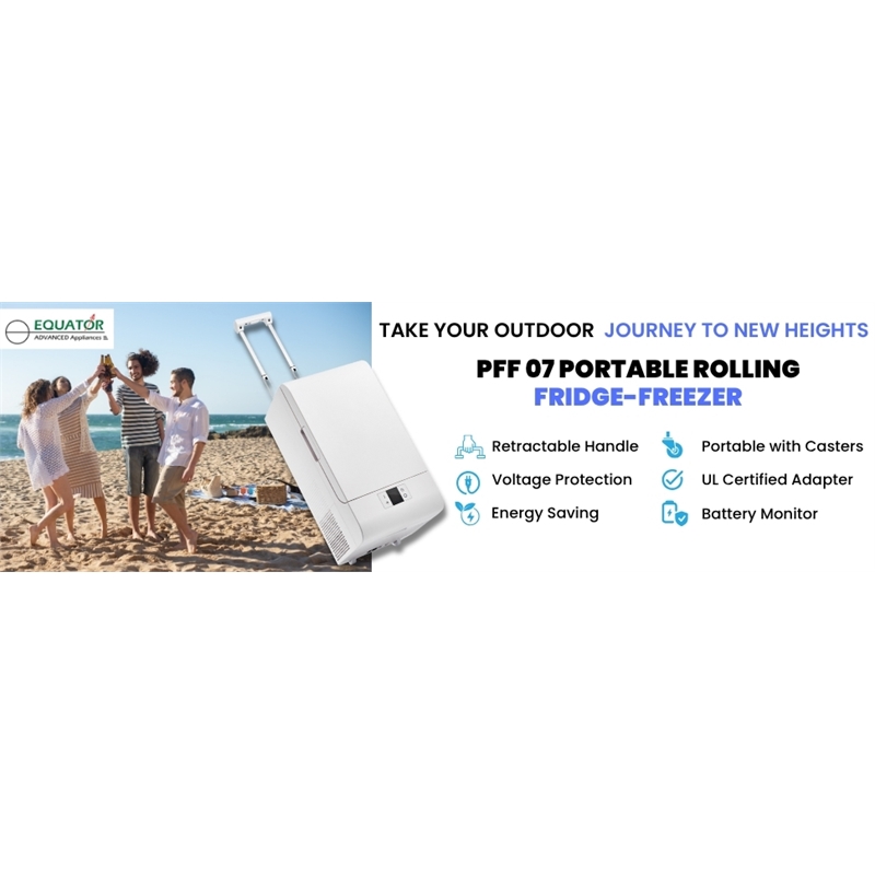 Pemberly Row Rolling Fridge-Freezer Portable Casters Retractable Handle 0.7cf