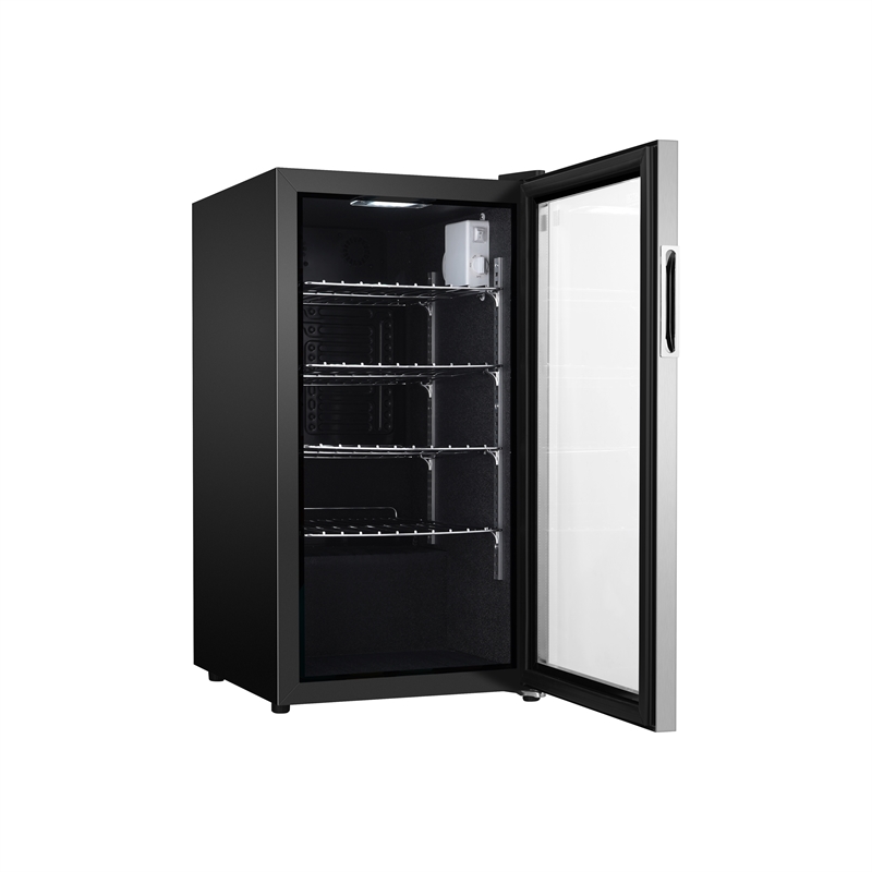 Pemberly Row Can/Beverage Refrigerator in Stainless Steel Silver
