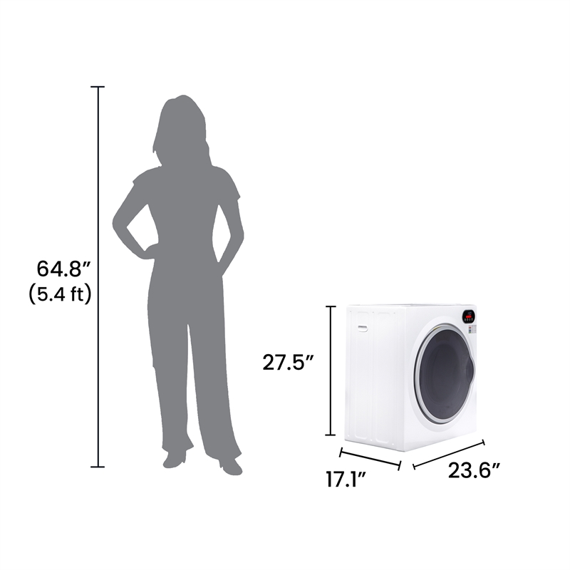 Pemberly Row Ultra Compact Short Vented Sensor Dryer 2.6cf/10lb LED Ops