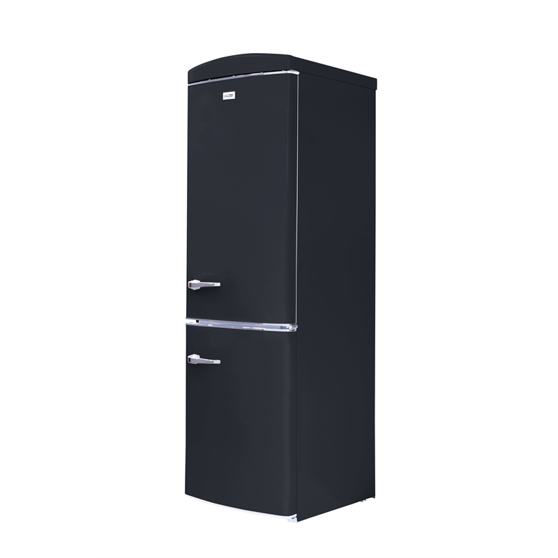 Pemberly Row 10.7 cu. ft. Bottom Mount Retro Refrigerator in Black