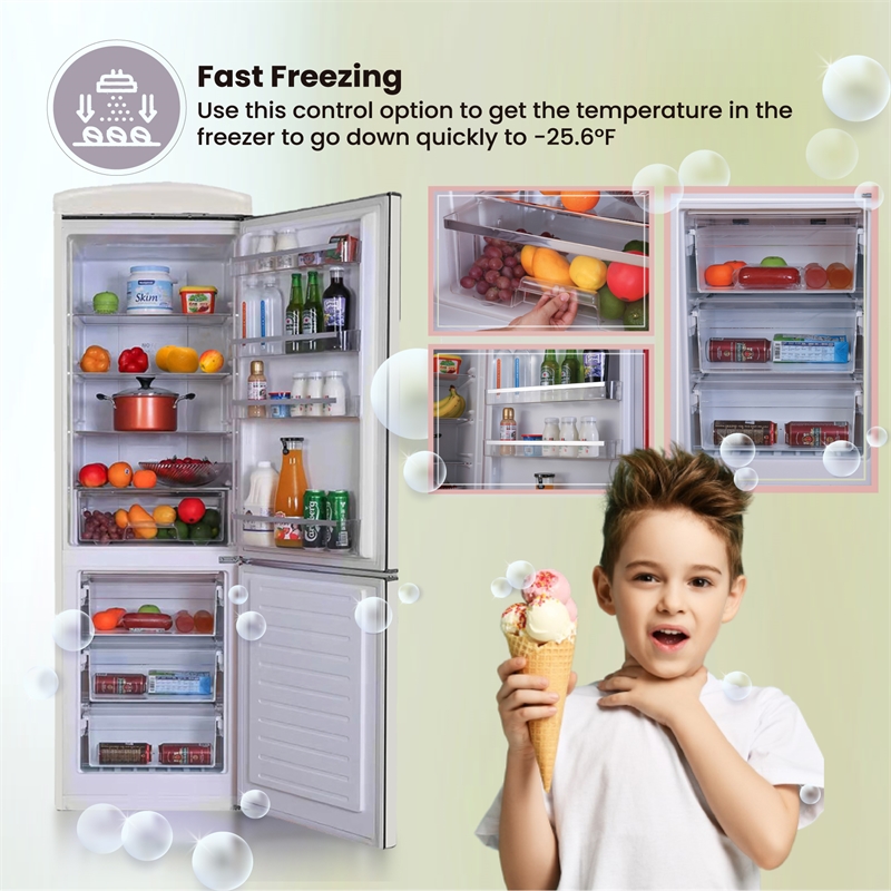 Pemberly Row 10.7 cu. ft. Bottom Mount Retro Refrigerator in Black