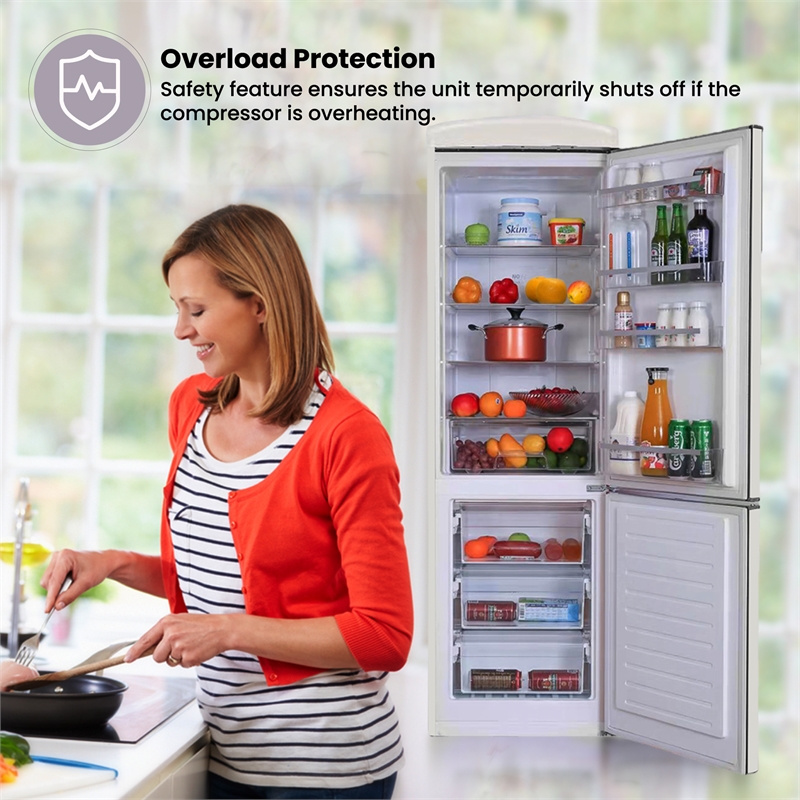 Pemberly Row 10.7 cu. ft. Bottom Mount Retro Refrigerator in Black