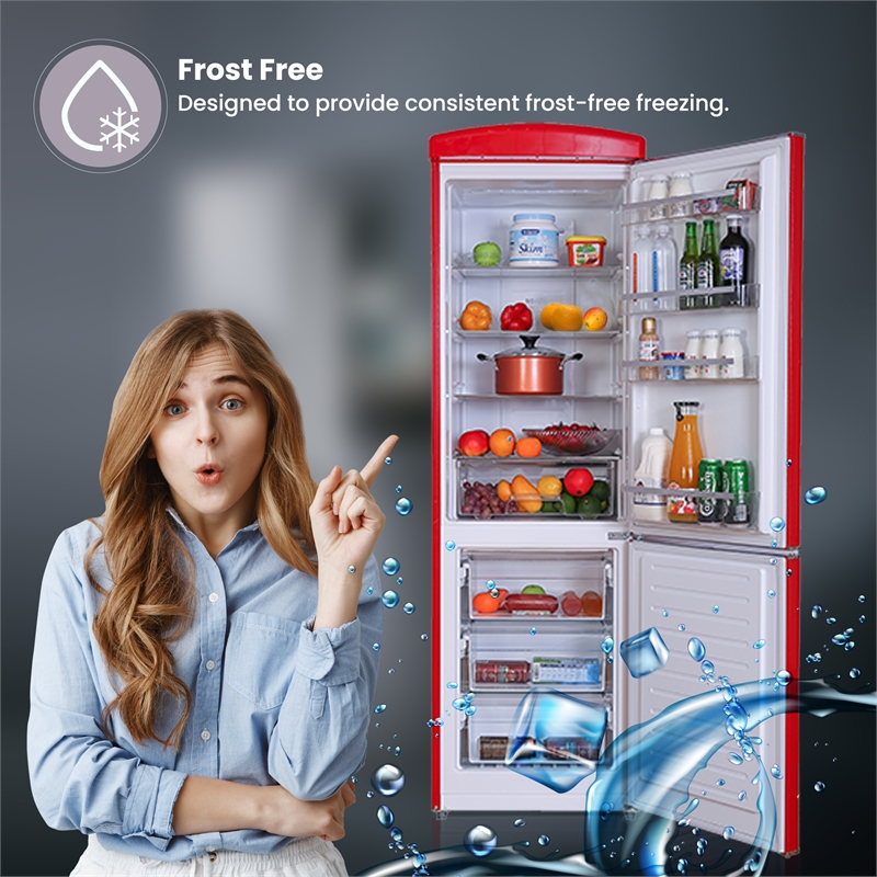 Pemberly Row 10.7 cu. ft. Bottom Mount Retro Refrigerator in Black