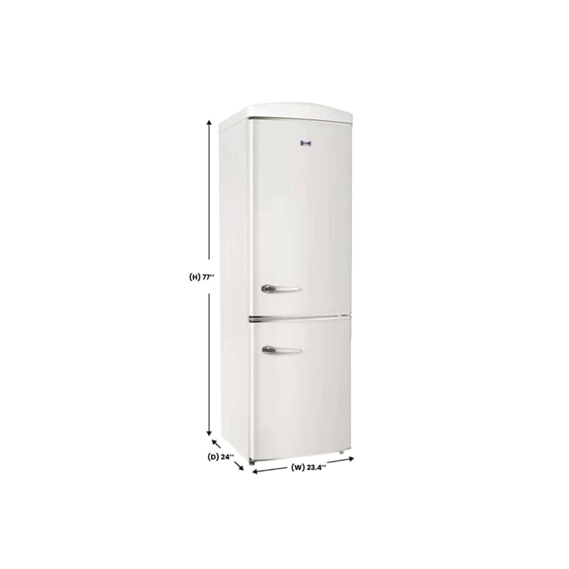 Pemberly Row 10.7 cu. ft. Bottom Mount Retro Refrigerator in Bisque