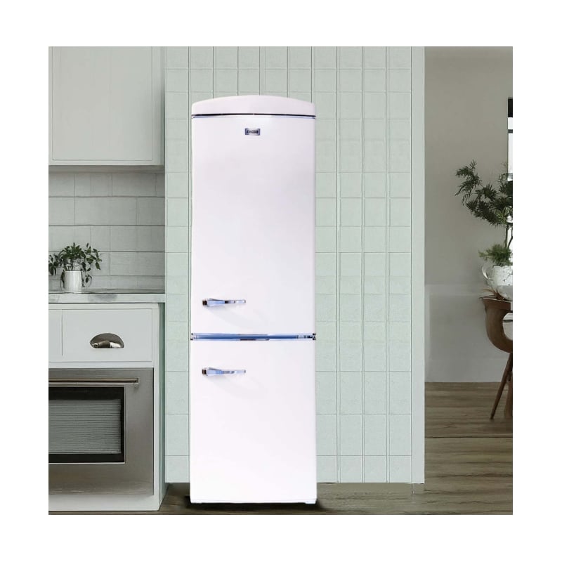 Pemberly Row 10.7 cu. ft. Bottom Mount Retro Refrigerator in Bisque