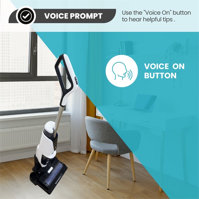 Pemberly Row Cordless Self Cleaning Wet/Dry Vacuum Sweep Mop in White