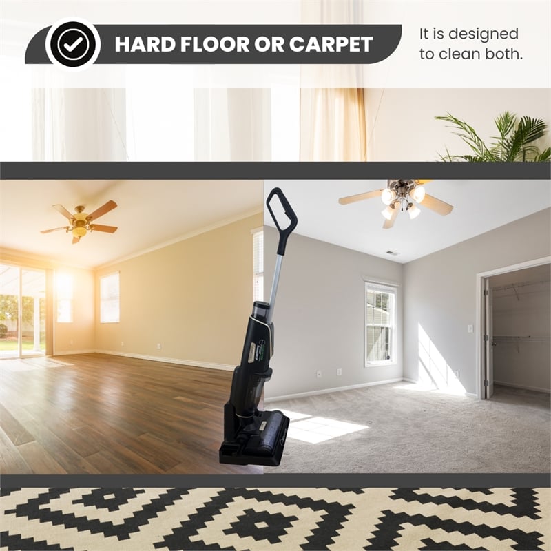 Pemberly Row Cordless Self-Cleaning Wet/Dry Vacuum Sweep Mop in Black