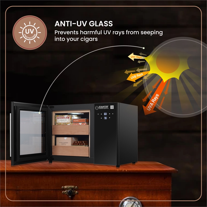 Pemberly Row 1.4 Cu Ft Electronic Cooler Humidor with Cedar Wood Shelves