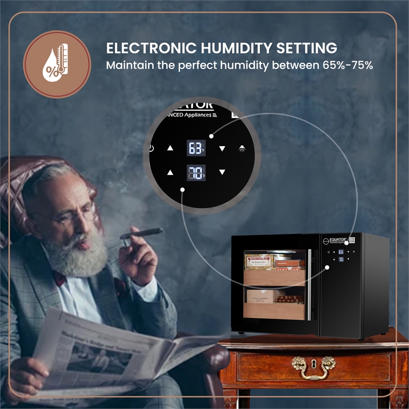 Pemberly Row 1.4 Cu Ft Electronic Cooler Humidor with Cedar Wood Shelves