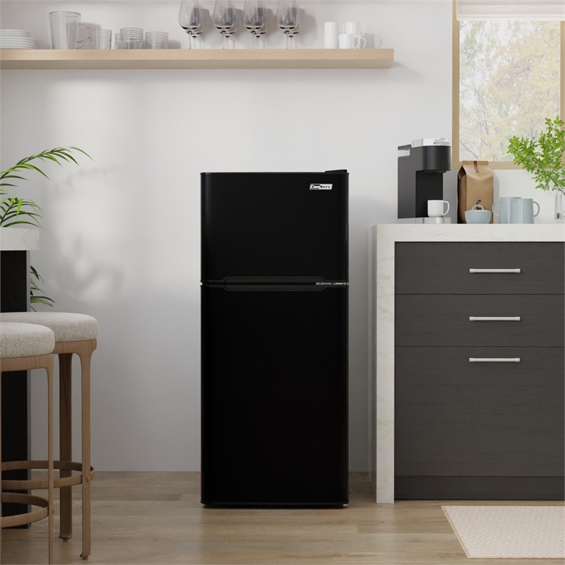 Pemberly Row 19in Black Compact 2 Door Refrigerator 4.5cf Reversible Door 110V