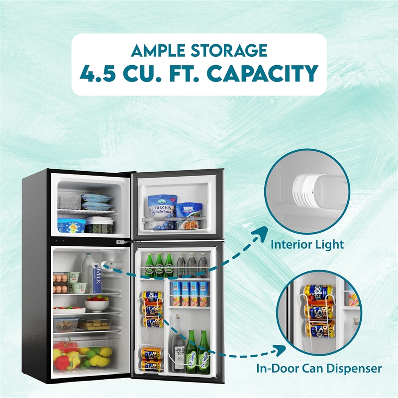 Pemberly Row 19in Black Compact 2 Door Refrigerator 4.5cf Reversible Door 110V