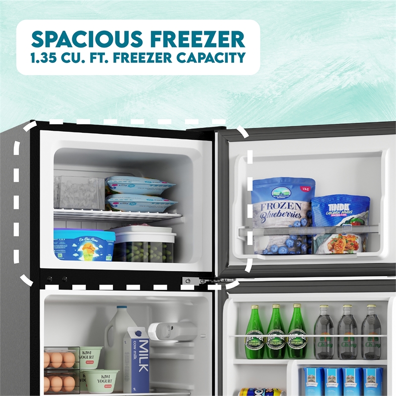 Pemberly Row 19in Black Compact 2 Door Refrigerator 4.5cf Reversible Door 110V