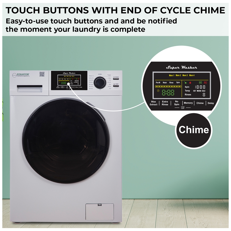 Pemberly Row 1.6 cu.ft./15 lbs White Front load Washer 15 Programs & Pet Cycle