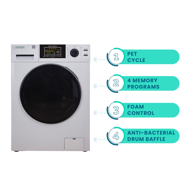 Pemberly Row 1.6 cu.ft./15 lbs White Front load Washer 15 Programs & Pet Cycle
