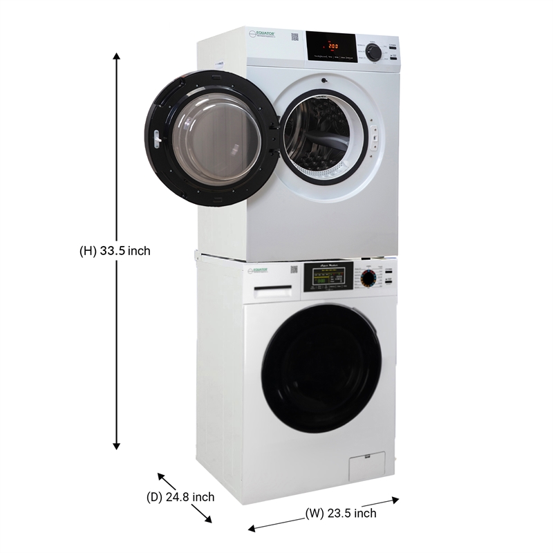 Pemberly Row Power Touch Compact 110V Washer & 220V Vented Digital 4cf Dryer